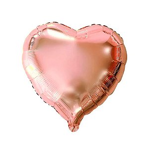 Balão de Festa Metalizado 20" 50cm - Coração Ouro Rose - 1 unidade - Flexmetal - Rizzo