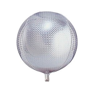 Balão de Festa Microfoil 22'' 55cm - Redondo 4D Prata Laser - 1 unidade - É Festa - Rizzo