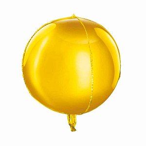 Balão de Festa Microfoil 18'' 45cm - Redondo 4D Dourado - 1 unidade - É Festa - Rizzo