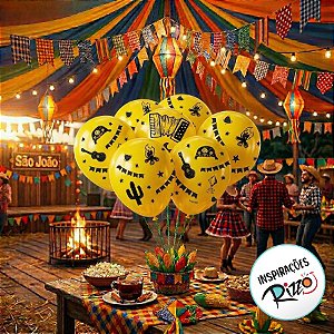 Balão de Festa decorado São João Amarelo 9'' polegadas - 25 unidades - Festcolor - Rizzo