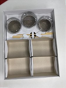 Caixa Kit Fondue com Potinhos e Palitos de Petisco - Branca - 1 unidade - Rizzo