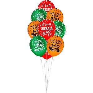 Balão de Festa Látex Decorado Arraiá - 10 unidades - Regina - Rizzo