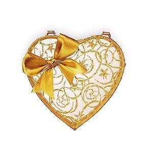 Embalagem de Organza - Caixa Coração Grande - Ouro  - 1 unidade - Cromus - Rizzo