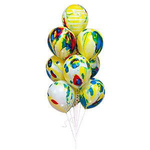 Kit Buquê Balões Látex Tie-Dye Multicolorido - Buque com 10 Balões - 1 unidade - Regina - Rizzo