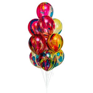 Kit Buquê Balões Látex Tie-Dye Translucido - Buque com 10 Balões - 1 unidade - Regina - Rizzo
