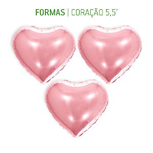 Balão de Festa Metalizado 5,5' 14cm - Coração Rose Gold - 3 unidades - Make + - Rizzo