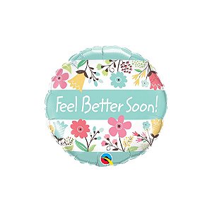 Balão de Festa Microfoil 18" 46cm - Redondo Fell Better Soon! (Sinta-se Bem Logo) - 1 unidade - Qualatex Outlet - Rizzo