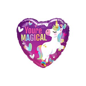 Balão de Festa Microfoil 18" 46cm - Coração You're Magical Unicorn - 1 unidade - Qualatex Outlet - Rizzo