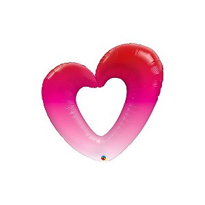 Balão de Festa Microfoil 42" 107cm - Coração Rosa Ombré - 1 unidade - Qualatex Outlet - Rizzo