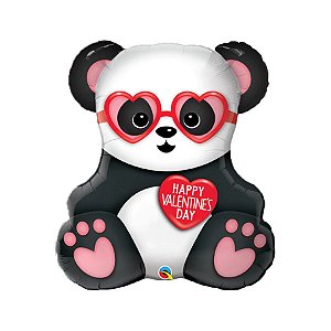 Balão de Festa Microfoil 32" 81cm - Valentine's Day (Dia dos Namorados) Urso Panda - 1 unidade - Qualatex Outlet - Rizzo
