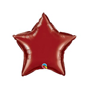 Balão de Festa Microfoil 20" 51cm - Estrela Vermelho Bergonha Metalizado - 1 unidade - Qualatex Outlet - Rizzo