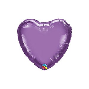 Balão de Festa Microfoil 18" 46cm - Coração Chrome Roxo - 1 unidade - Qualatex Outlet - Rizzo