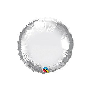 Balão de Festa Microfoil 18" 46cm - Redondo Chrome Prata - 1 unidade - Qualatex Outlet - Rizzo