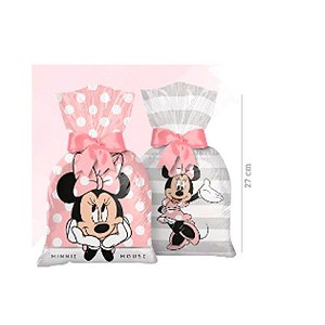 Sacola Plástica - Minnie Mouse Rosa - 12 unidades - Regina - Rizzo