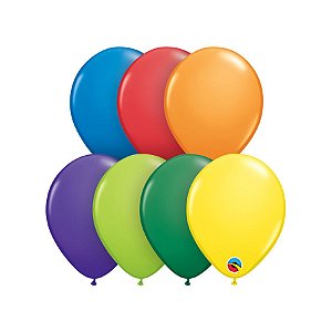 Balão de Festa Látex Liso Decorado - Carnaval Sortido - 5" 12cm - 100 unidades - Qualatex Outlet - Rizzo