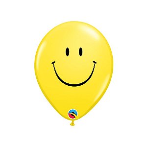 Balão de Festa Látex Liso Decorado - Carinha Sorridente - 11" 28cm - 6 unidades - Qualatex Outlet - Rizzo