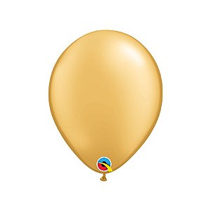 Balão de Festa Látex Liso Sólido - Ouro - 11" 28cm - 6 unidades - Qualatex Outlet - Rizzo