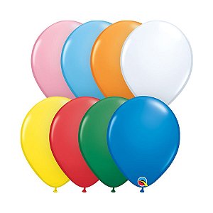 Balão de Festa Látex Liso Sólido - Sortido Especial - 11" 28cm - 6 unidades - Qualatex Outlet - Rizzo