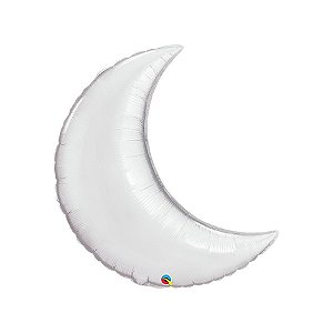 Balão de Festa Microfoil 35" 89cm - Lua Crescente Prata Metalizado - 1 unidade - Qualatex Outlet - Rizzo