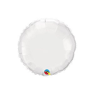 Balão de Festa Microfoil 18" 46cm - Redondo Branco Metalizado - 1 unidade - Qualatex Outlet - Rizzo