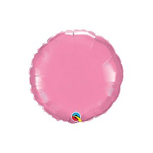 Balão de Festa Microfoil 18" 46cm - Redondo Rosa Claro Metalizado - 1 unidade - Qualatex Outlet - Rizzo