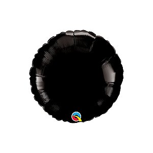 Balão de Festa Microfoil 18" 46cm - Redondo Preto Onix Metalizado - 1 unidade - Qualatex Outlet - Rizzo