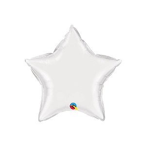 Balão de Festa Microfoil 20" 51cm - Estrela Branco Metalizado - 1 unidade - Qualatex Outlet - Rizzo