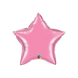 Balão de Festa Microfoil 20" 51cm - Estrela Rosa Claro Metalizado - 1 unidade - Qualatex Outlet - Rizzo