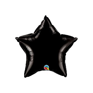 Balão de Festa Microfoil 20" 51cm - Estrela Preto Onix Metalizado - 1 unidade - Qualatex Outlet - Rizzo
