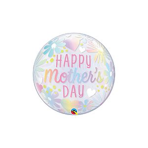 Balão de Festa Bubble 22" 56cm - Mother's Day Floral Tons Pasteis - 1 unidade - Qualatex Outlet - Rizzo