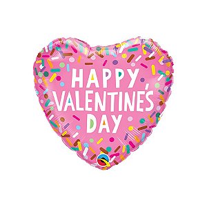 Balão de Festa Microfoil 18" 46cm - Coração Valentine's Day Granulados - 1 unidade - Qualatex Outlet - Rizzo