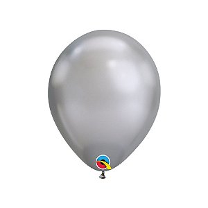 Balão de Festa Látex Liso Chrome - Silver (Prata) - 11" 28cm - 100 unidades - Qualatex Outlet - Rizzo