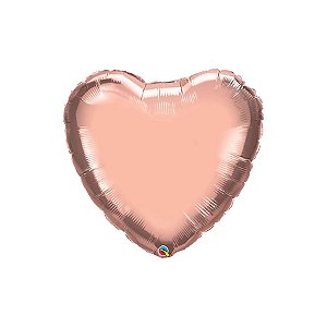 Balão de Festa Microfoil 36" 91cm - Coração Ouro Rose Metalizado - 1 unidade - Qualatex Outlet - Rizzo