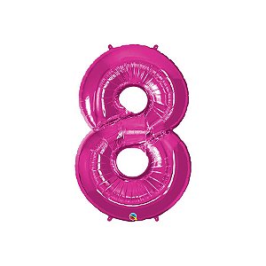 Balão de Festa Microfoil 34" 86cm - Número Oito Magenta - 1 unidade - Qualatex Outlet - Rizzo