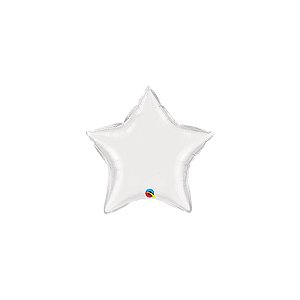 Balão de Festa Microfoil 4" 10cm - Estrela Branco Metalizado - 1 unidade - Qualatex Outlet - Rizzo