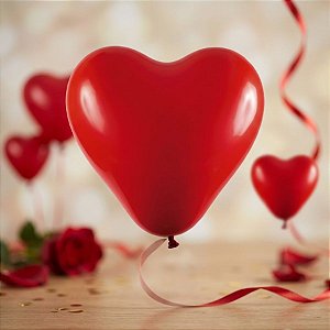 Balão Coração Látex 6" 15cm - Vermelho - 50 unidades - Art-Latex - Rizzo