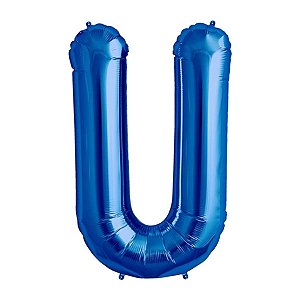 Balão de Festa Microfoil 16" 32cm - Letra U Azul - 1 unidade - Qualatex Outlet - Rizzo