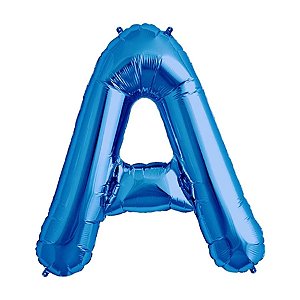 Balão de Festa Microfoil 16" 32cm - Letra A Azul - 1 unidade - Qualatex Outlet - Rizzo