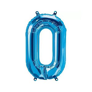 Balão de Festa Microfoil 16" 32cm - Número 0 Azul - 1 unidade - Qualatex Outlet - Rizzo