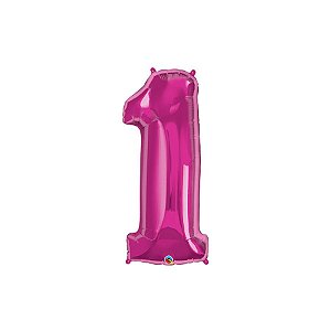 Balão de Festa Microfoil 34" 86cm - Número Um Magenta - 1 unidade - Qualatex Outlet - Rizzo