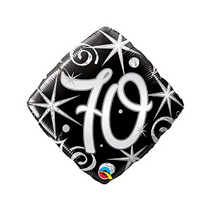 Balão de Festa Microfoil 18" 46cm - Diamante Número 70 com Faíscas e Espirais - 1 unidade - Qualatex Outlet - Rizzo