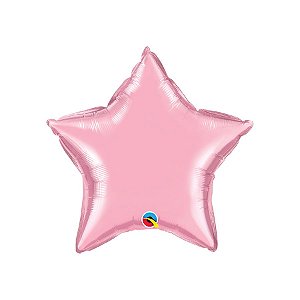 Balão de Festa Microfoil 20" 51cm - Estrela Rosa Perolado Metalizado - 1 unidade - Qualatex Outlet - Rizzo
