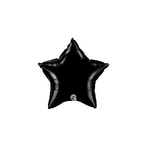 Balão de Festa Microfoil 9" 23cm - Estrela Preto Onix Metalizado - 1 unidade - Qualatex Outlet - Rizzo