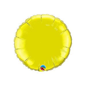 Balão de Festa Microfoil 18" 46cm - Redondo Amarelo Citrino Metalizado - 1 unidade - Qualatex Outlet - Rizzo