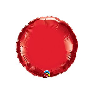 Balão de Festa Microfoil 18" 46cm - Redondo Vermelho Rubi Metalizado - 1 unidade - Qualatex Outlet - Rizzo
