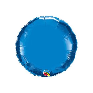 Balão de Festa Microfoil 18" 46cm - Redondo Azul Safira Metalizado - 1 unidade - Qualatex Outlet - Rizzo