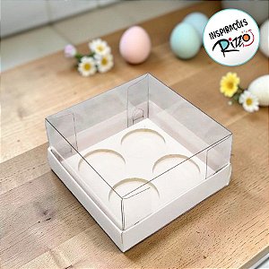 Caixa Base Brigadeiro - Branco - 4 cavidades (9x9x4,5cm) - 10 unidades - Assk - Rizzo