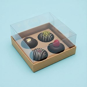Caixa Base Brigadeiro - Kraft - 4 cavidades (9x9x4,5cm) - 10 unidades - Assk - Rizzo
