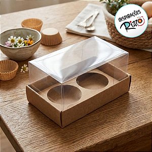 Caixa Base Brigadeiro - Kraft - 2 cavidades (8,5x5x4,5cm) - 10 unidades - Assk - Rizzo