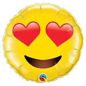 Balão de Festa Microfoil 28" 71cm - Emoji Apaixonado - 1 unidade - Qualatex Outlet - Rizzo